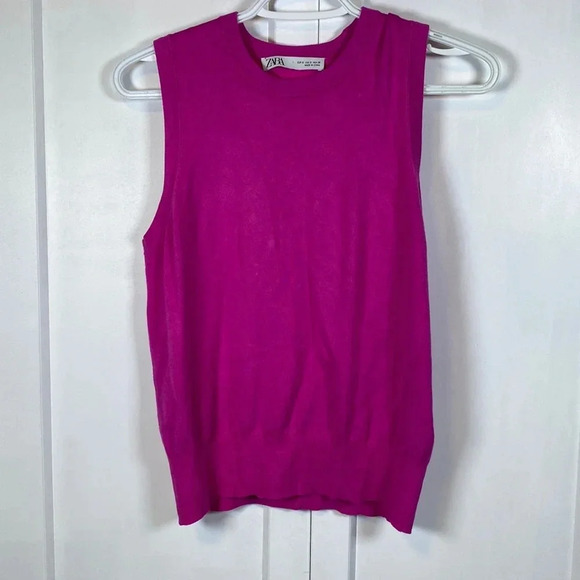Zara | Pink Crewneck Sleeveless Top - Small - Picture 1 of 3